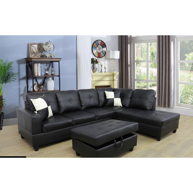 Latitude Run® Mohall 3 Piece Vegan Leather Sectional & Reviews